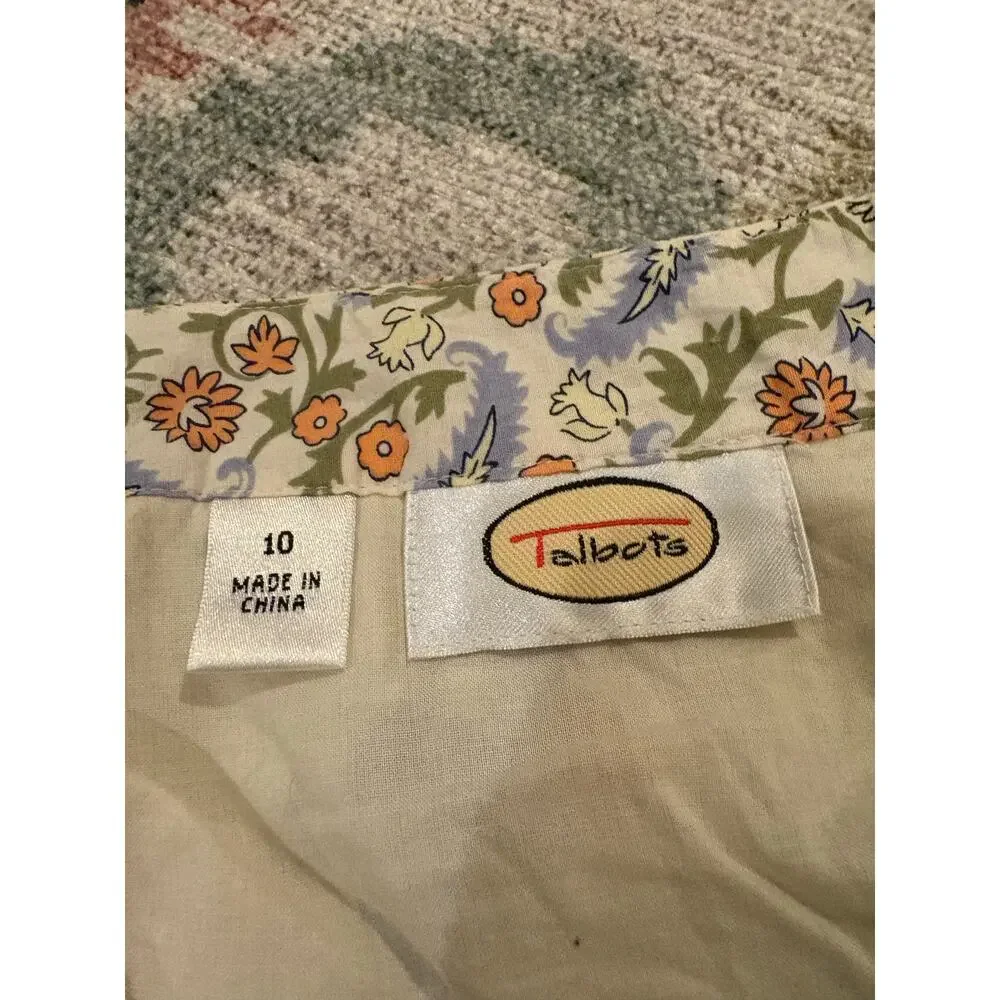 Talbots Vintage Cotton Floral Skirt Size 10